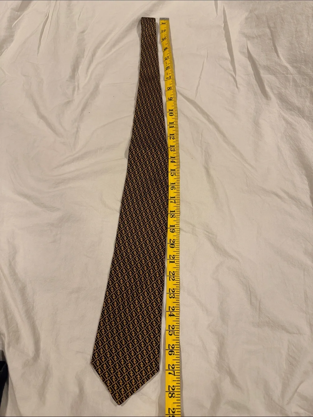 Vtg Fendi Logo Silk Patterned Men's Tie in Brown and Black Italy